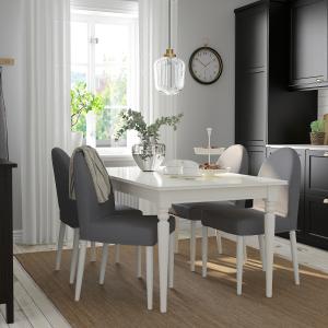IKEA - DANDERYD Mesa y 4 sillas blanco blanco/Vissle gris