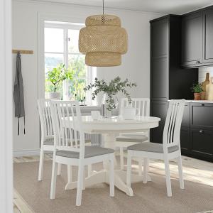 IKEA - EKEDALEN mesa y 4 sillas, blanco blancoOrrsta gris c…