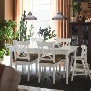 IKEA - INGOLF mesa y 4 sillas, blanco, 155215 cm blanco