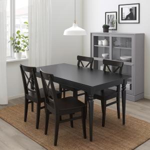 IKEA - Mesa con 4 sillas, negro, negro-marrón negro/negro-m…