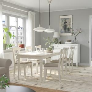 IKEA - INGOLF mesa y 6 sillas, blanco blancoHallarp beige,…