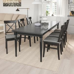 IKEA - INGOLF mesa y 6 sillas, negronegro-marrón, 155215 cm…