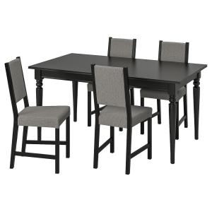 IKEA - STEFAN mesa y 4 sillas, negroKnisa grisbeige, 155215…