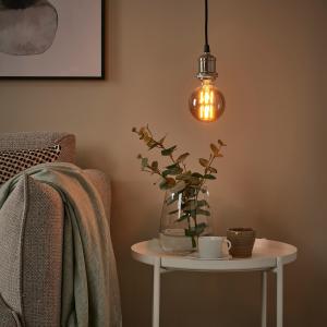 IKEA - textil niquelado/globo vidrio transparente gris