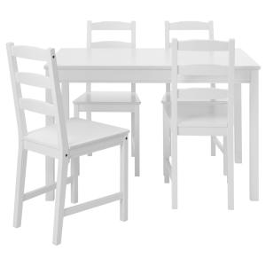 IKEA - mesa y 4 sillas, blanco blanco