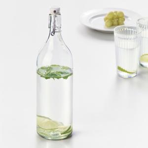 IKEA - Botella con tapón, vidrio incoloro, diámetro: 9 cm v…