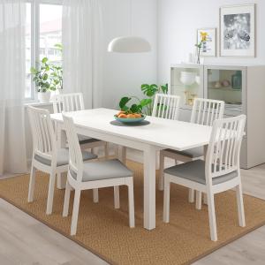 IKEA - EKEDALEN Mesa y 4 sillas blanco/blanco gris claro