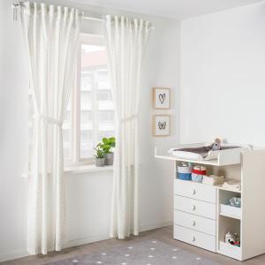 IKEA - Cortinas &alzapaños, 1par, lunares, blanco, 120x300…