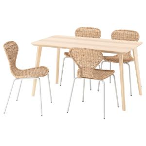 IKEA - ÄLVSTA mesa y 4 sillas, chapa fresnoratán blanco, 14…