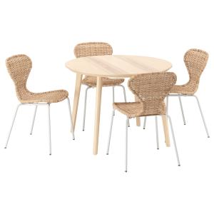 IKEA - ÄLVSTA mesa y 4 sillas, chapa fresnoratán blanco, 10…