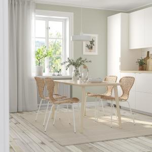 IKEA - ÄLVSTA mesa y 4 sillas, chapa fresnoratán blanco, 14…