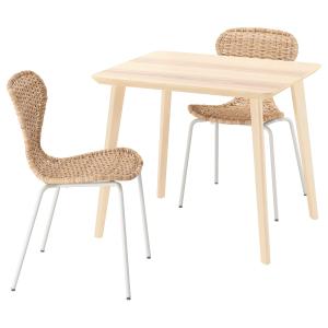 IKEA - ÄLVSTA mesa y dos sillas, chapa fresnoratán blanco,…