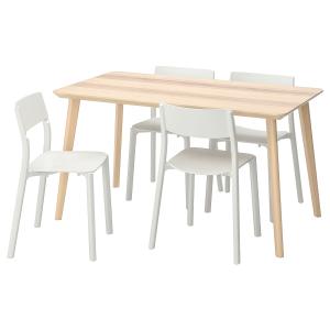 IKEA - JANINGE mesa y 4 sillas, chapa fresnoblanco, 140x78…