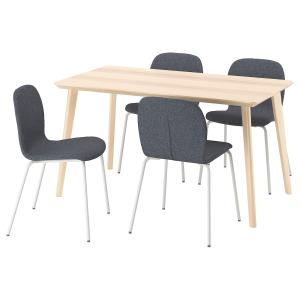 IKEA - KARLPETTER mesa y 4 sillas, chapa fresnoGunnared gri…