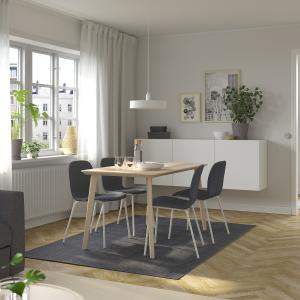 IKEA - KARLPETTER mesa y 4 sillas, chapa fresnoGunnared gri…