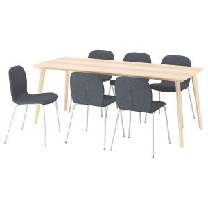 IKEA - KARLPETTER mesa y 6 sillas, chapa fresnoGunnared gri…