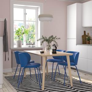 IKEA - KRYLBO mesa y 4 sillas, chapa fresnoTonerud azul, 14…
