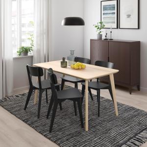 IKEA - LISABO mesa y 4 sillas, chapa fresnonegro, 140x78 cm…