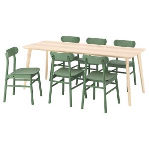 IKEA - RÖNNINGE mesa y 6 sillas, chapa fresnoverde, 200x78…