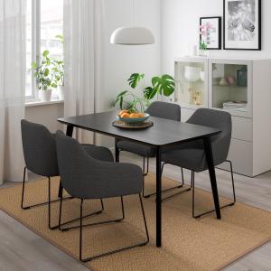 IKEA - TOSSBERG mesa y 4 sillas, negrometal negro-gris, 140…