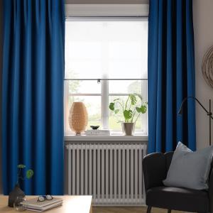IKEA - cortinas opacas, par, azul oscuro, 145x300 cm - Hemo…