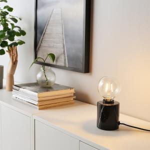 IKEA - LUNNOM lámpara mesa bombilla, mármol negroforma de g…