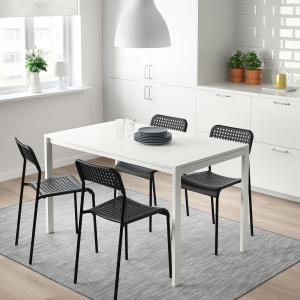IKEA - ADDE mesa y 4 sillas, blanconegro, 125 cm - blanco/n…