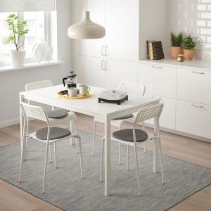 IKEA - ADDE mesa y 4 sillas, blanco, 125 cm - blanco