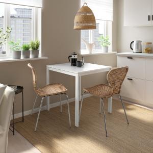 IKEA - ÄLVSTA mesa y dos sillas, blanco blancoratán cromado…
