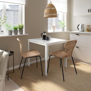 IKEA - ÄLVSTA Mesa y dos sillas blanco blanco/ratán negro