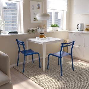IKEA - GENESÖN mesa y dos sillas, blanco blancometal azul,…