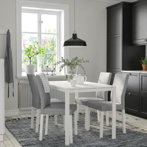 IKEA - KÄTTIL mesa y 4 sillas, blancoKnisa gris claro, 125…