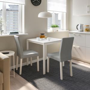 IKEA - KÄTTIL Mesa y dos sillas blanco/Knisa gris claro