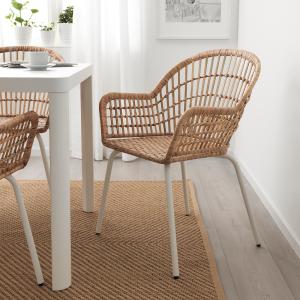 IKEA - NILSOVE mesa y dos sillas, blanco ratánblanco, 75x75…
