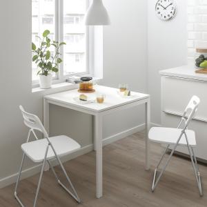 IKEA - NISSE Mesa 2 sillas plegables, blanco, blanco blanco…