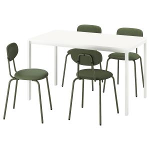 IKEA - ÖSTANÖ mesa y 4 sillas, blanco blancoRemmarn verde o…