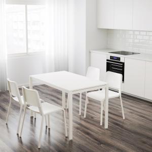 IKEA - TEODORES Mesa con 4 sillas, blanco, 125 x75 cm blanco