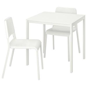 IKEA - TEODORES Mesa y dos sillas, blanco, blanco blanco/bl…