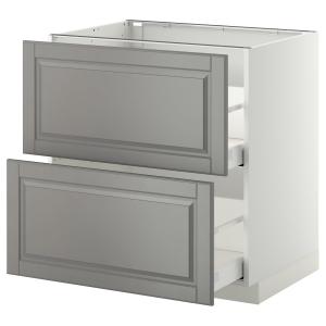 IKEA - Armario bajo cocina 2 cajones, blanco, Bodbyn gris,…