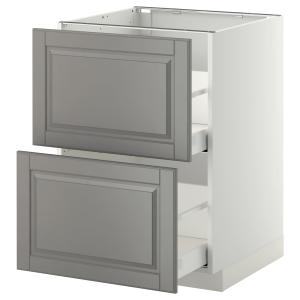 IKEA - Armario bajo cocina 2 cajones, blanco, Bodbyn gris,…
