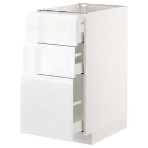 IKEA - Armario bajo cocina con 3 cajones, blanco, Voxtorp a…