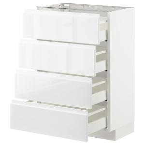 IKEA - Armario bajo cocina con 4 cajones, blanco, Voxtorp a…