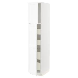 METOD armario escobero, blanco/Askersund efecto fresno claro, 40x60x220 cm  - IKEA