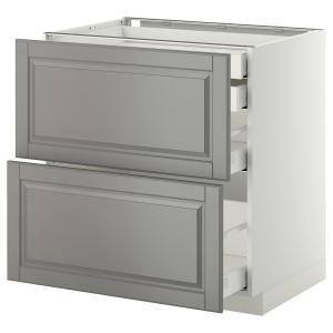 IKEA - Armario bajo cocina 4 cajones, blanco, Bodbyn gris b…