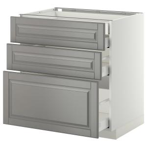 IKEA - Armario bajo cocina 4 cajones, blanco, Bodbyn gris,…