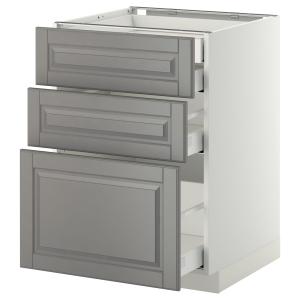 IKEA - Armario bajo cocina 4 cajones, blanco, Bodbyn gris,…