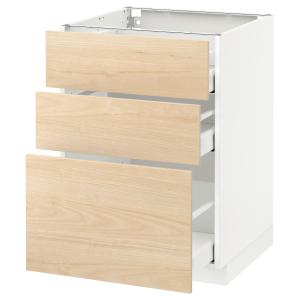 IKEA - Armario bajo cocina con 3 cajones, blanco, Askersund…