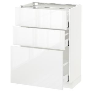 IKEA - Armario bajo cocina con 3 cajones, blanco, Ringhult…