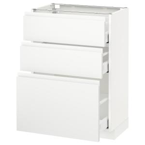 IKEA - Armario bajo cocina con 3 cajones, blanco, Voxtorp b…