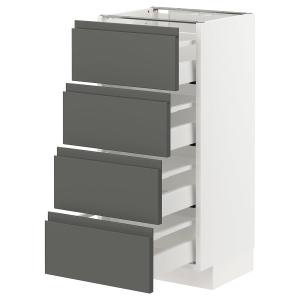 IKEA - Armario bajo cocina con 4 cajones blanco/Voxtorp gri…